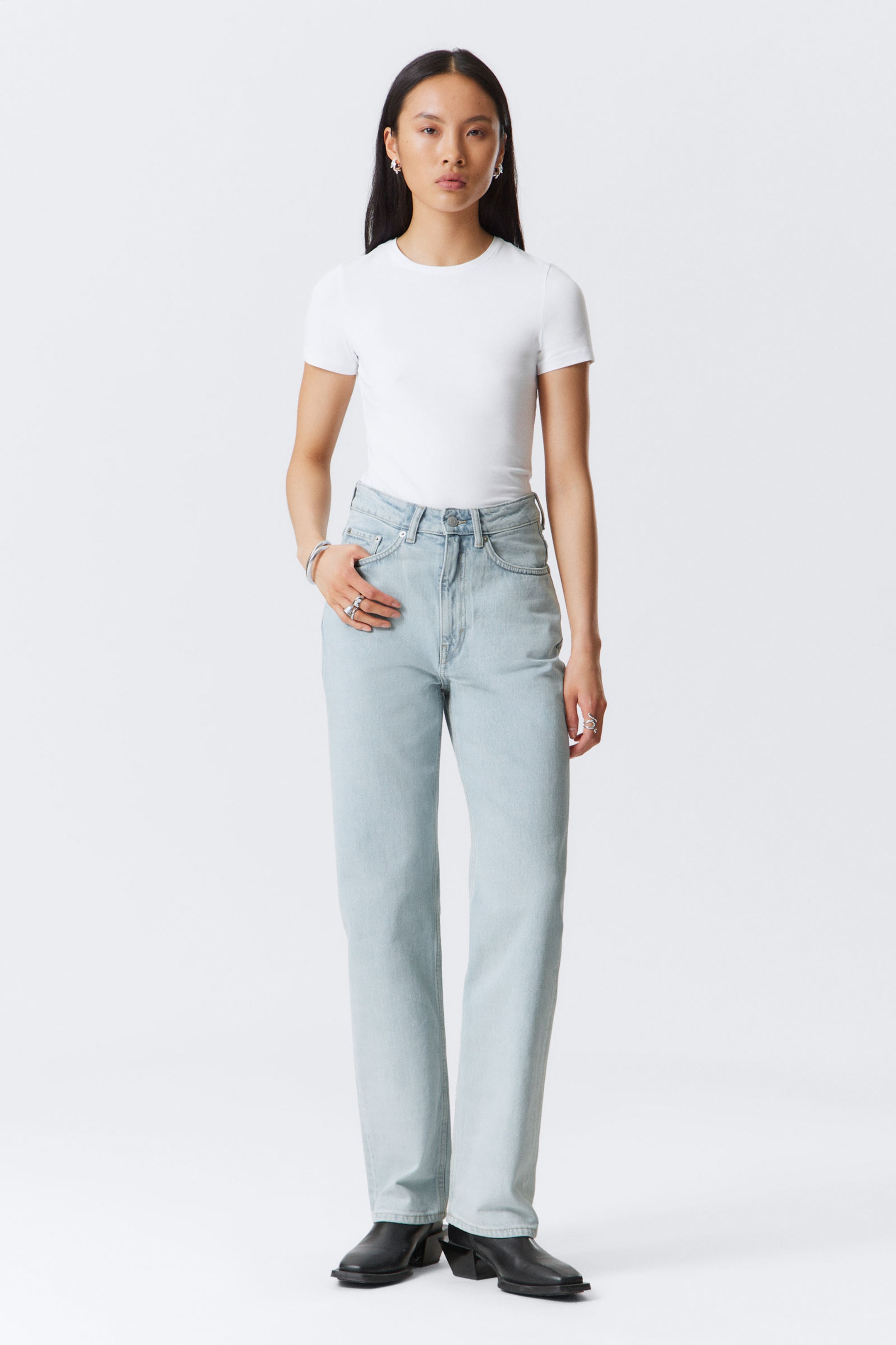 #8898AC - Rowe Super High Waisted Regular Straight Leg Jeans - 1