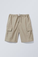 Beige - Parachute Loose Cargo Shorts - 0