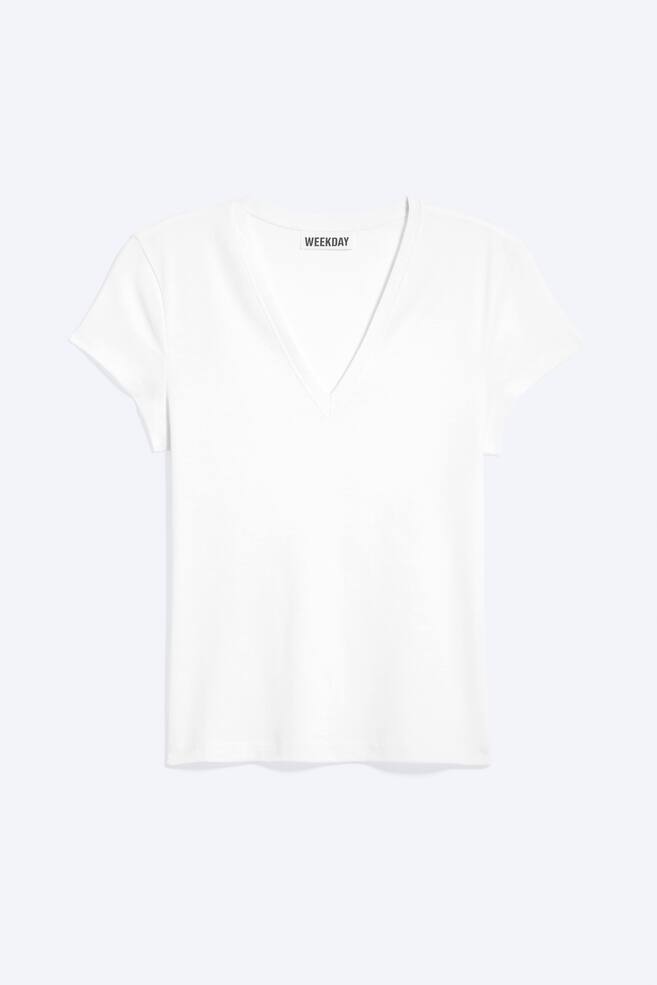 Slim-Fit-T-Shirt mit tiefem V-Ausschnitt - Weiß - 1