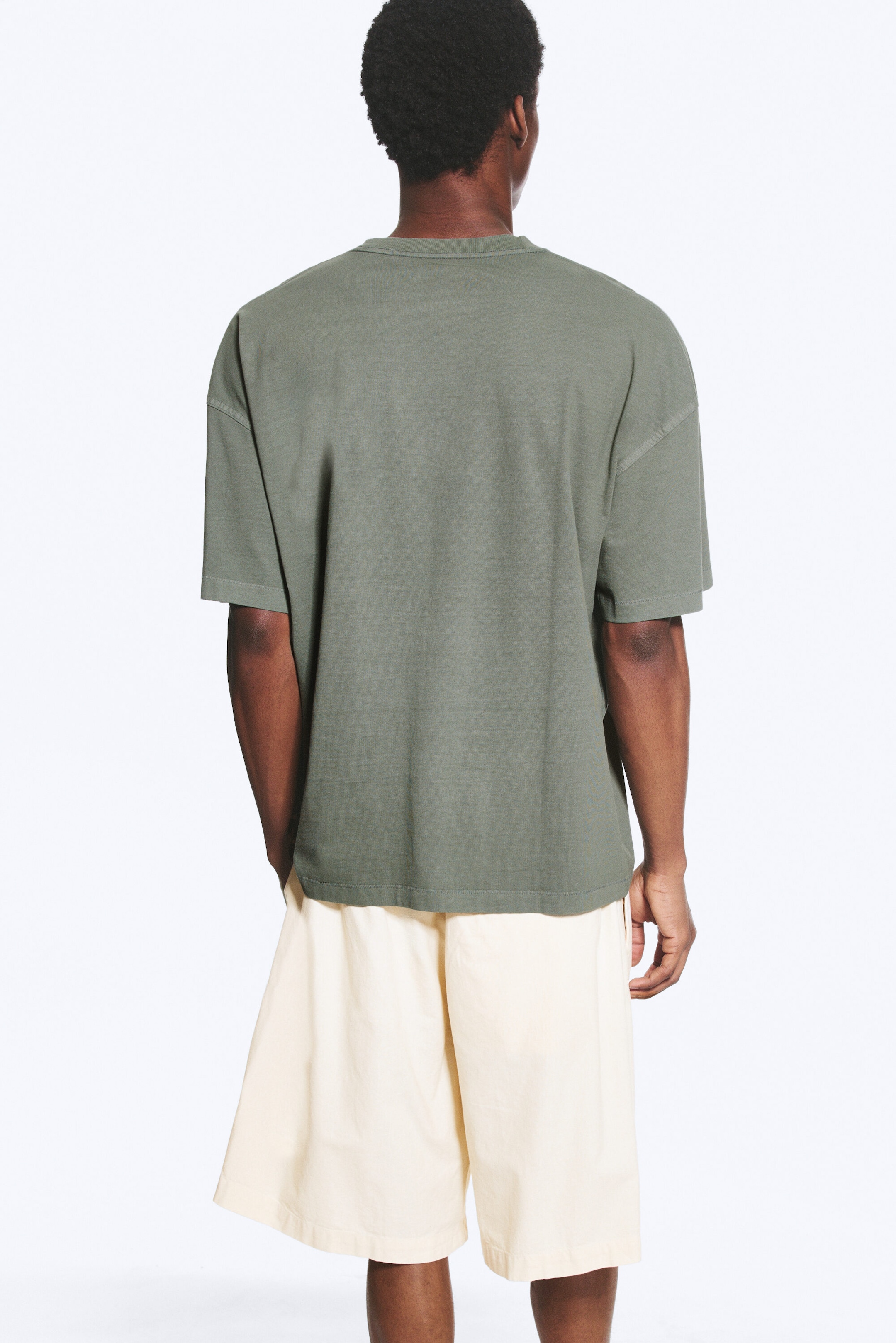 Light Dusty Khaki Green - Oversized Boxy T-Shirt - 3