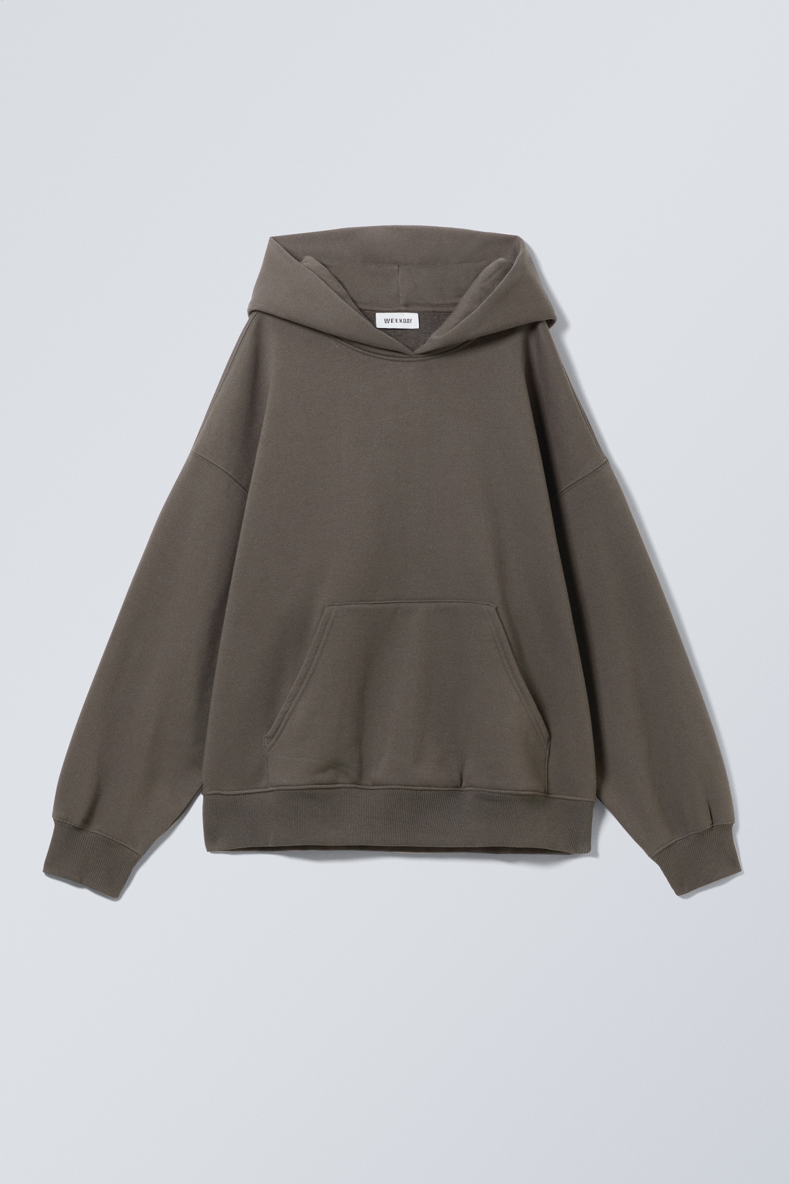 Schwerer Oversized-Hoodie - Dunkelbraun/Verwaschenes Rot/Hellgrau meliert