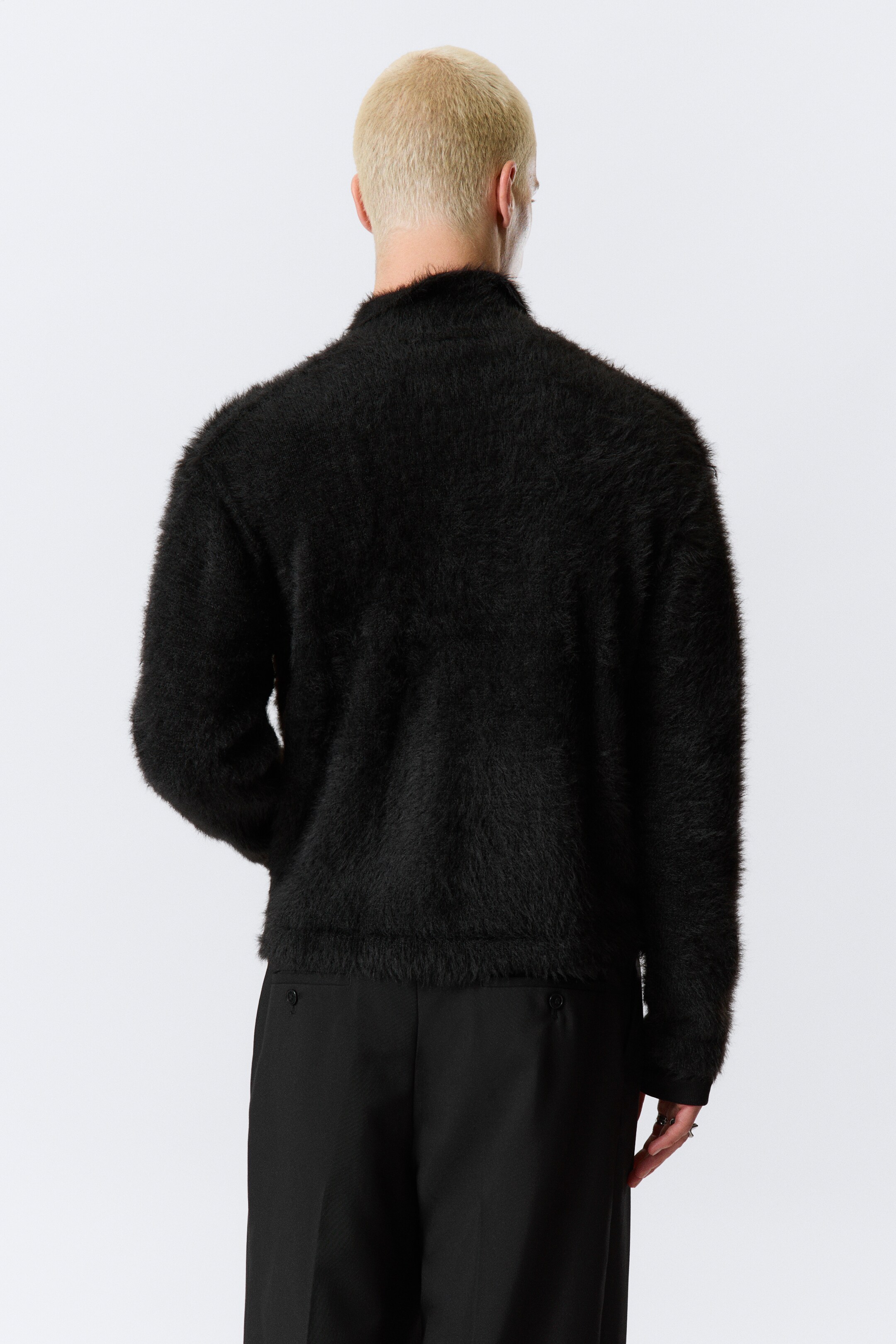 Visa större bild: Hårig stickad cardigan med dragkedja - Svart - HERR | H&M FI 4