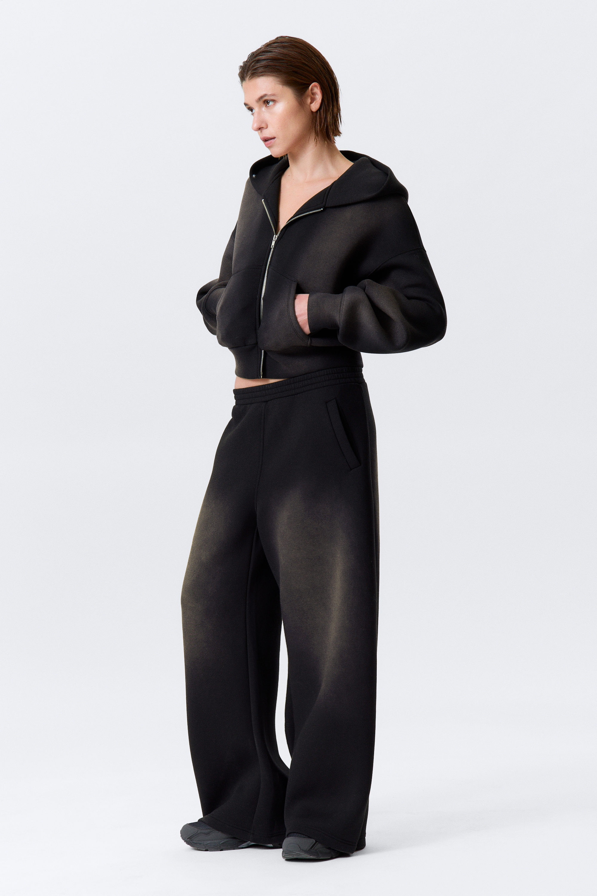 Washed Black - Washed Wide Leg Scuba Sweatpants - 2