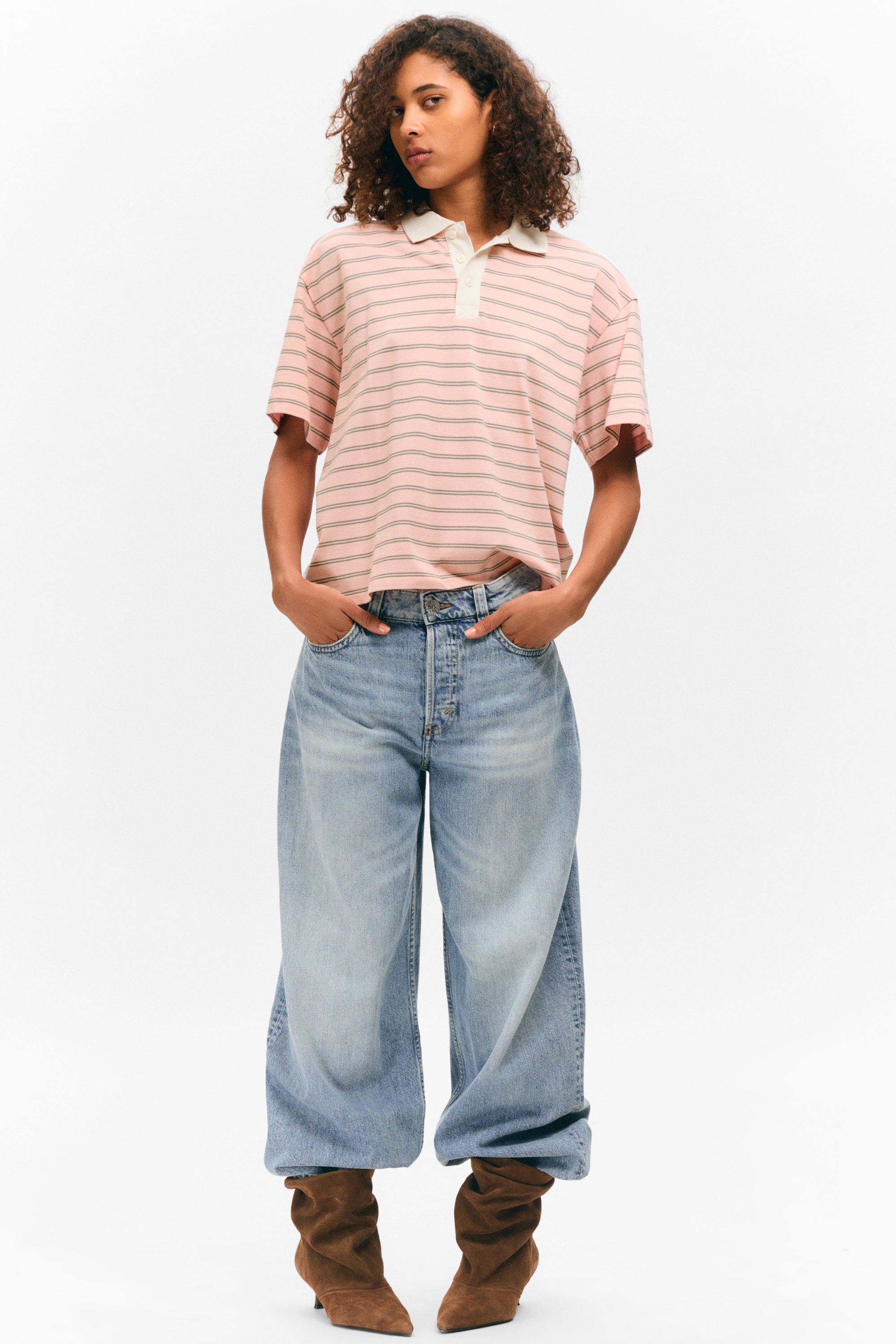 Rosa gestreift - Gestreiftes Polo-Shirt in Relaxed Fit - 2