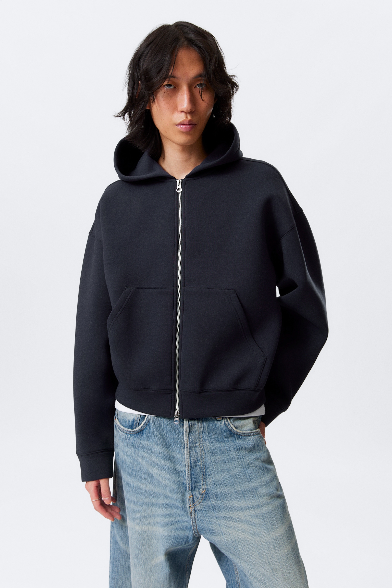Sweat à capuche zippé en scuba Simon - Bleu foncé/Noir/Gris chiné/Marron foncé/Vert foncé