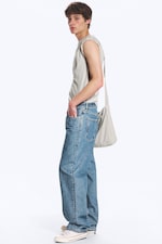 90s Blue - Mittelblau - Galaxy Mid Waist Loose Straight Jeans - 0