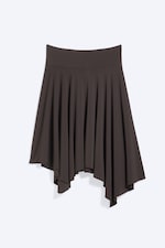 Mörkbrun - Mid waist asymmetrisk kjol i jersey - 4