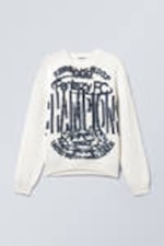 White - Fantazy Fussball Club - Regular Jacquard Knitted Graphic Sweater - 0