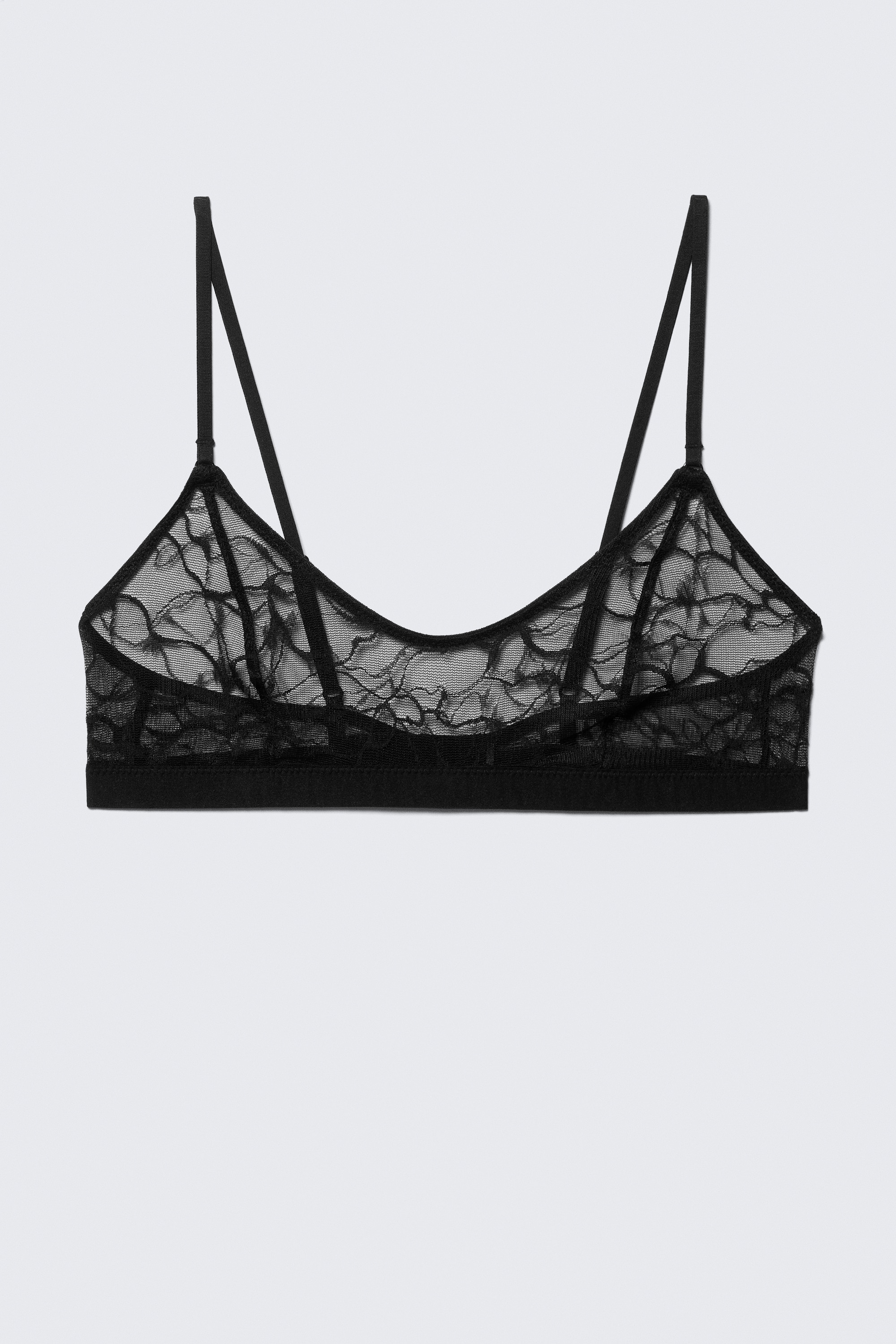 Reggiseno scollato in pizzo ondulato - Nero/Bianco