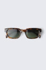 Tortoiseshell - mörka linser - Rektangulära unisex-solglasögon - 2