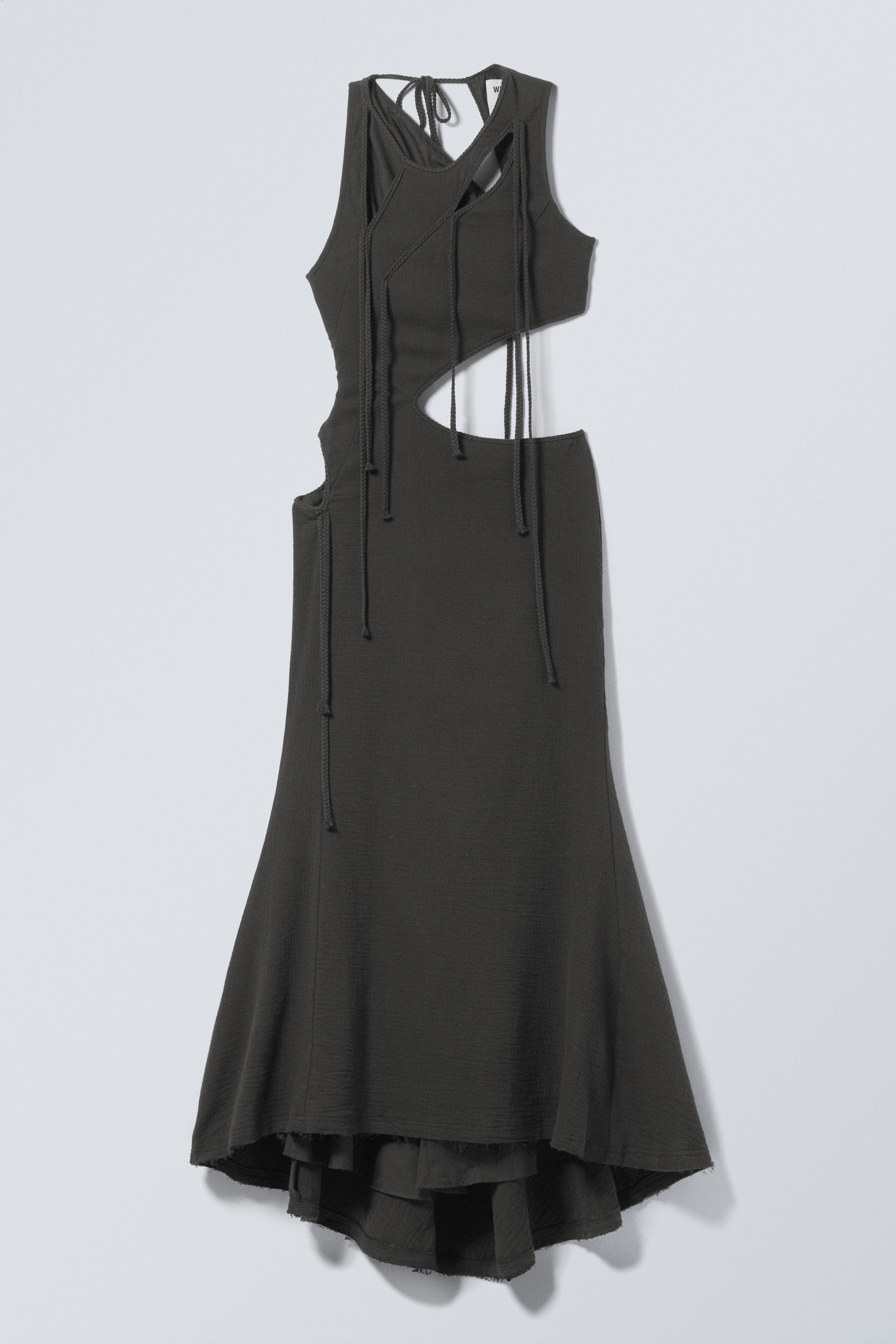 Dark Grey - Braided Cut-Out Maxi Dress - 1