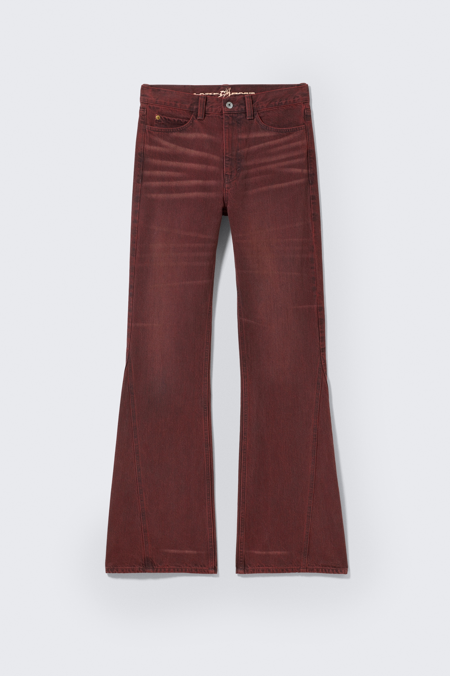 CM x LB Boo Bootleg Washed Red Unisex Jeans - Washed Dark Red