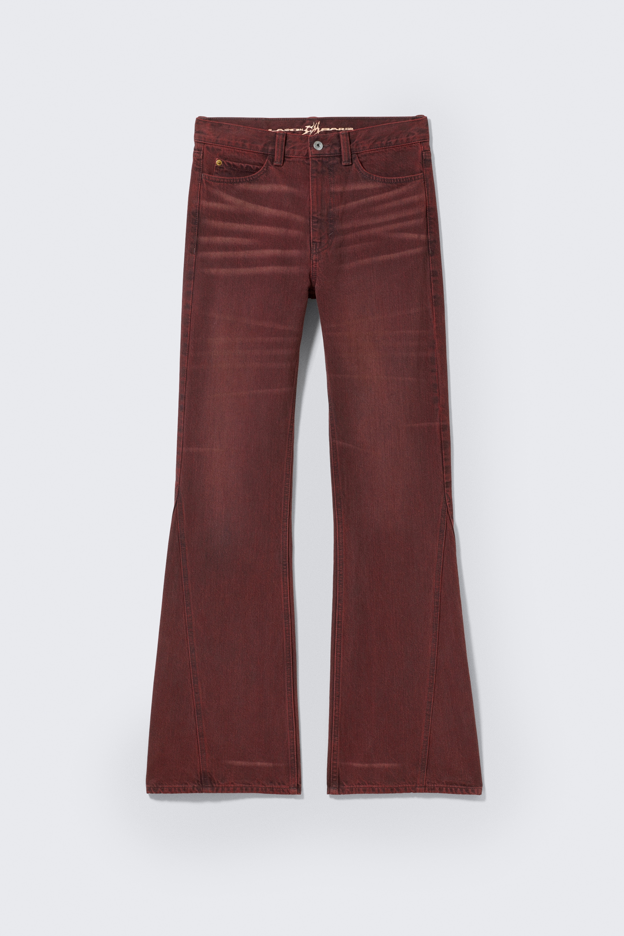 Grotere afbeelding bekijken: CM x LB Boo rode uniseks bootleg jeans - Washed Dark Red - HEREN | H&M BE 1
