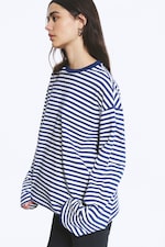 Gestreift in Weiß/Dunkelblau - Longsleeve-Shirt aus Baumwolle - 2
