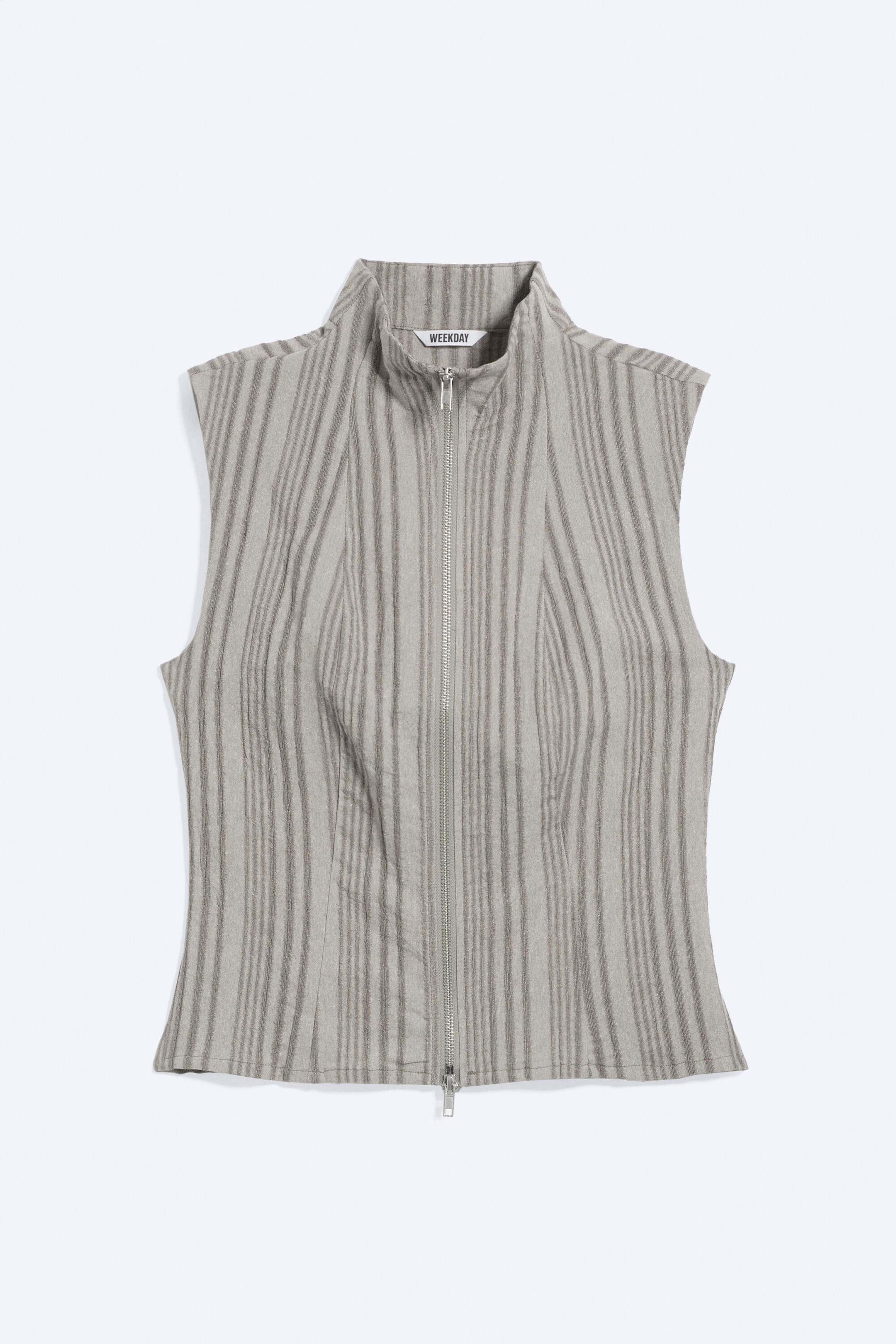 Dusty Grey - Sleeveless High‑Neck Zip Top - 4