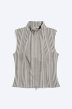 Dusty Grey - Sleeveless High‑Neck Zip Top - 4