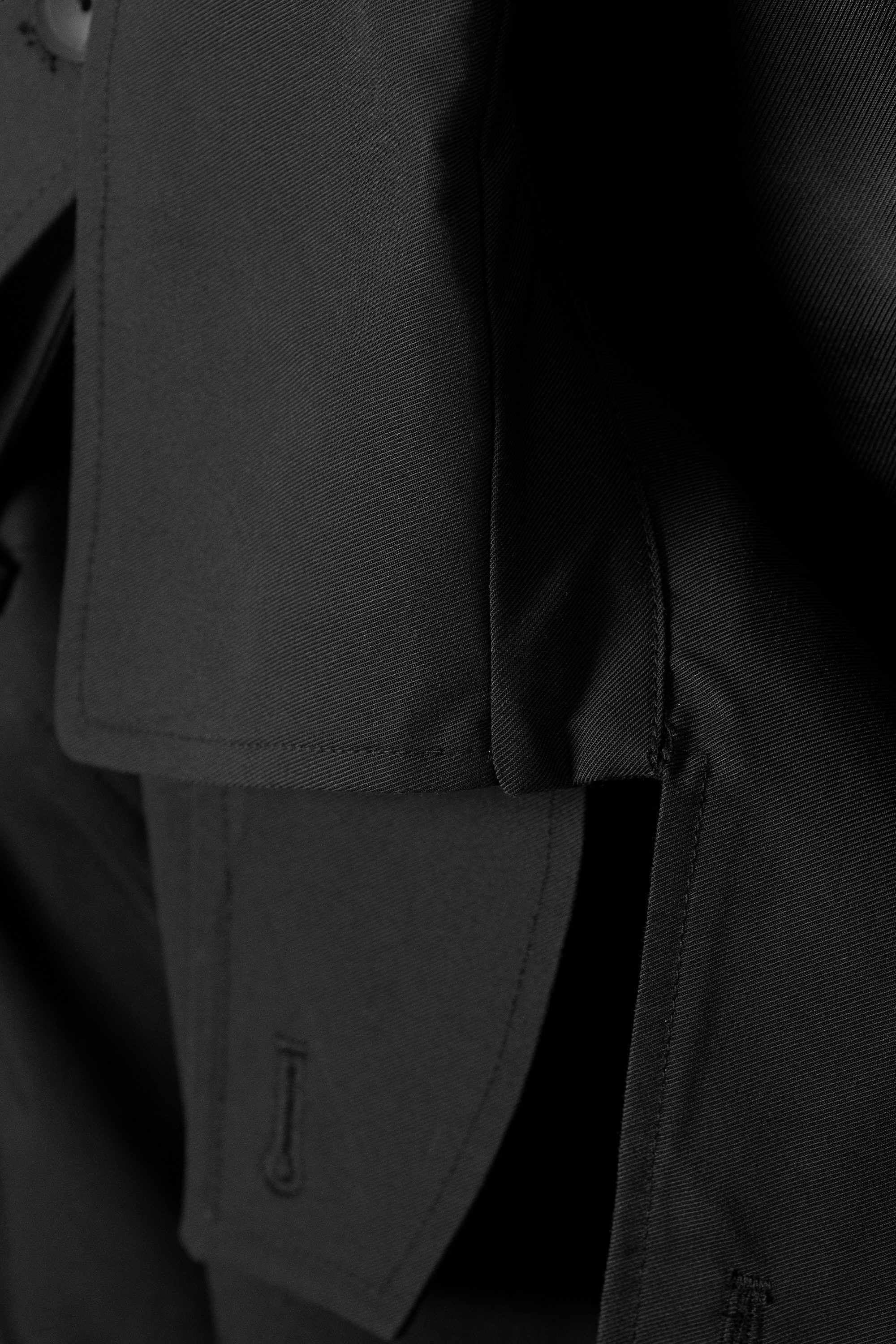 Black - Short Oversized Double-Breasted Trench Coat - 6