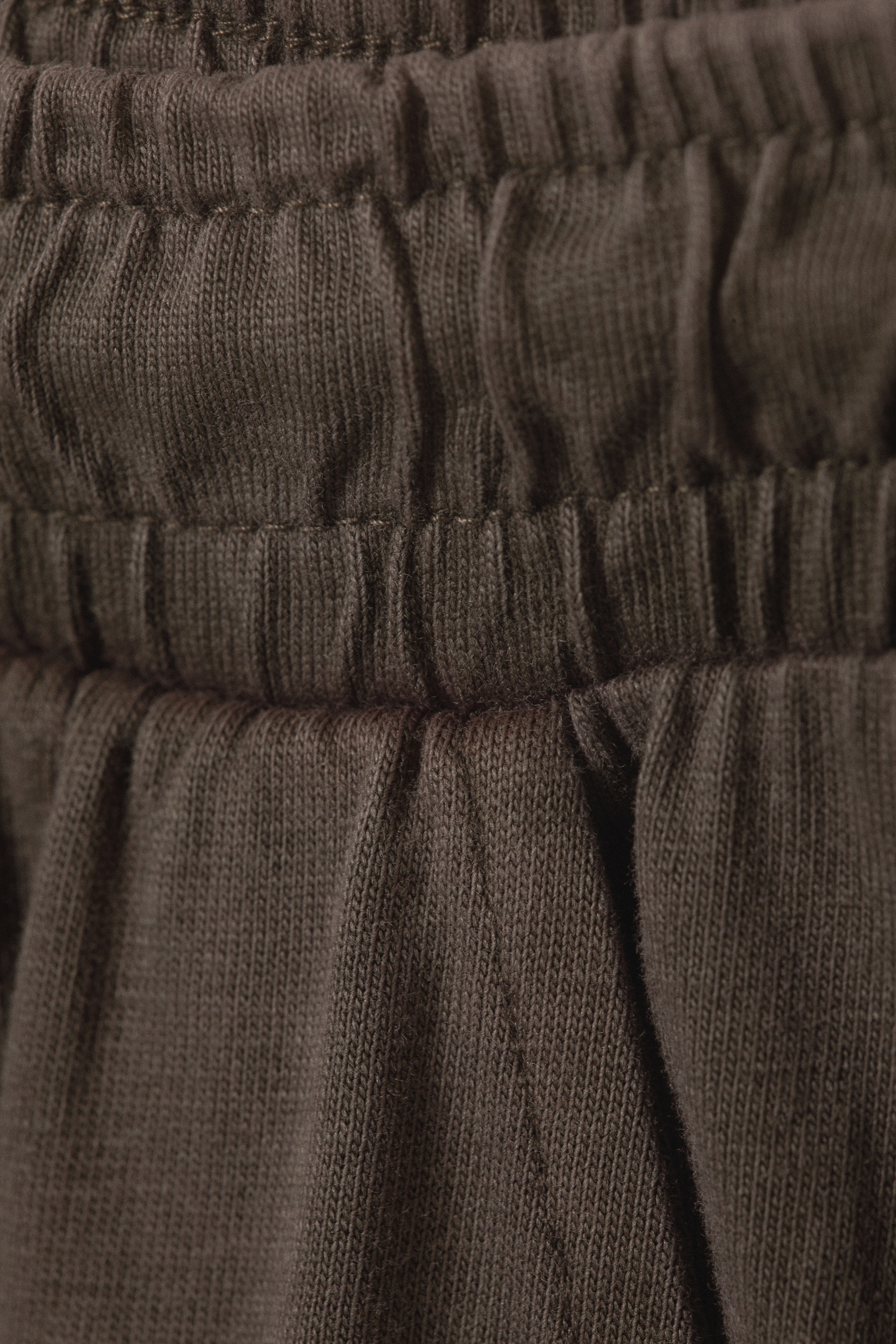 Washed Dark Brown - Loose Fit Wide Leg Jersey Trousers - 1