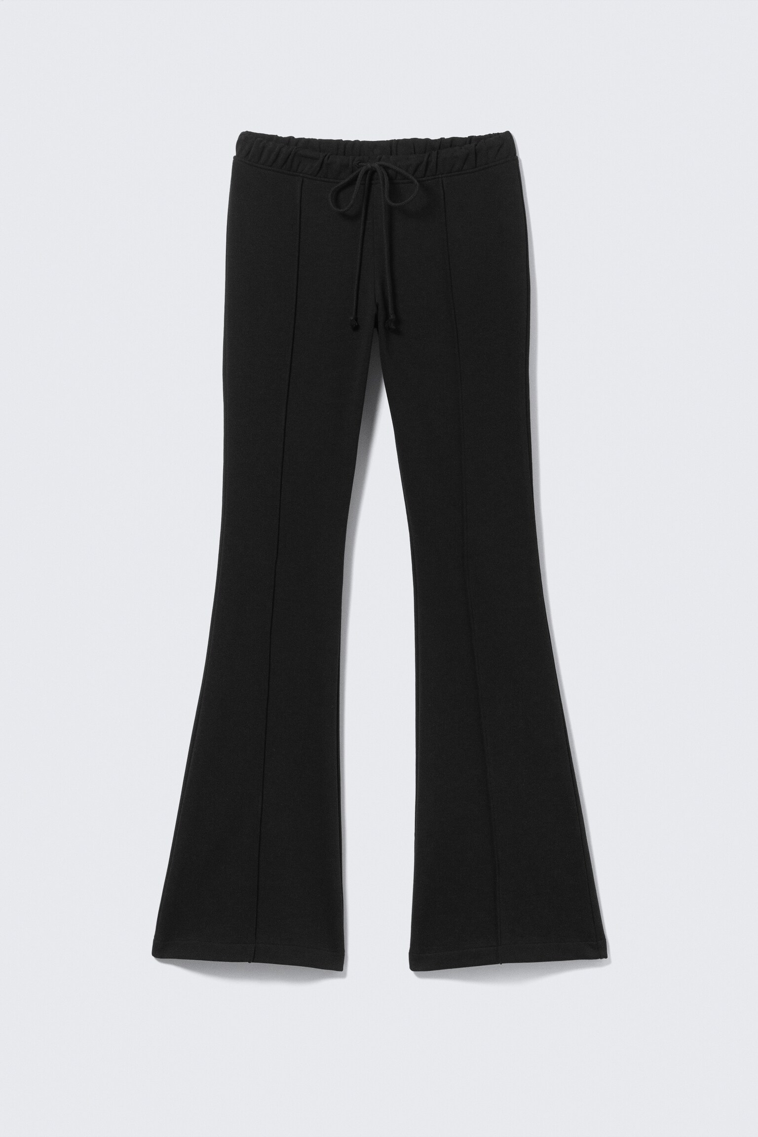 Mid Rise Pintuck Flared Sweatpants - Black/Light Beige - 2