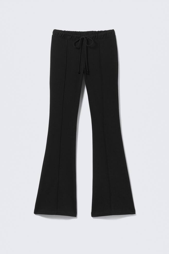 Mid Rise Pintuck Flared Sweatpants - Black - 1