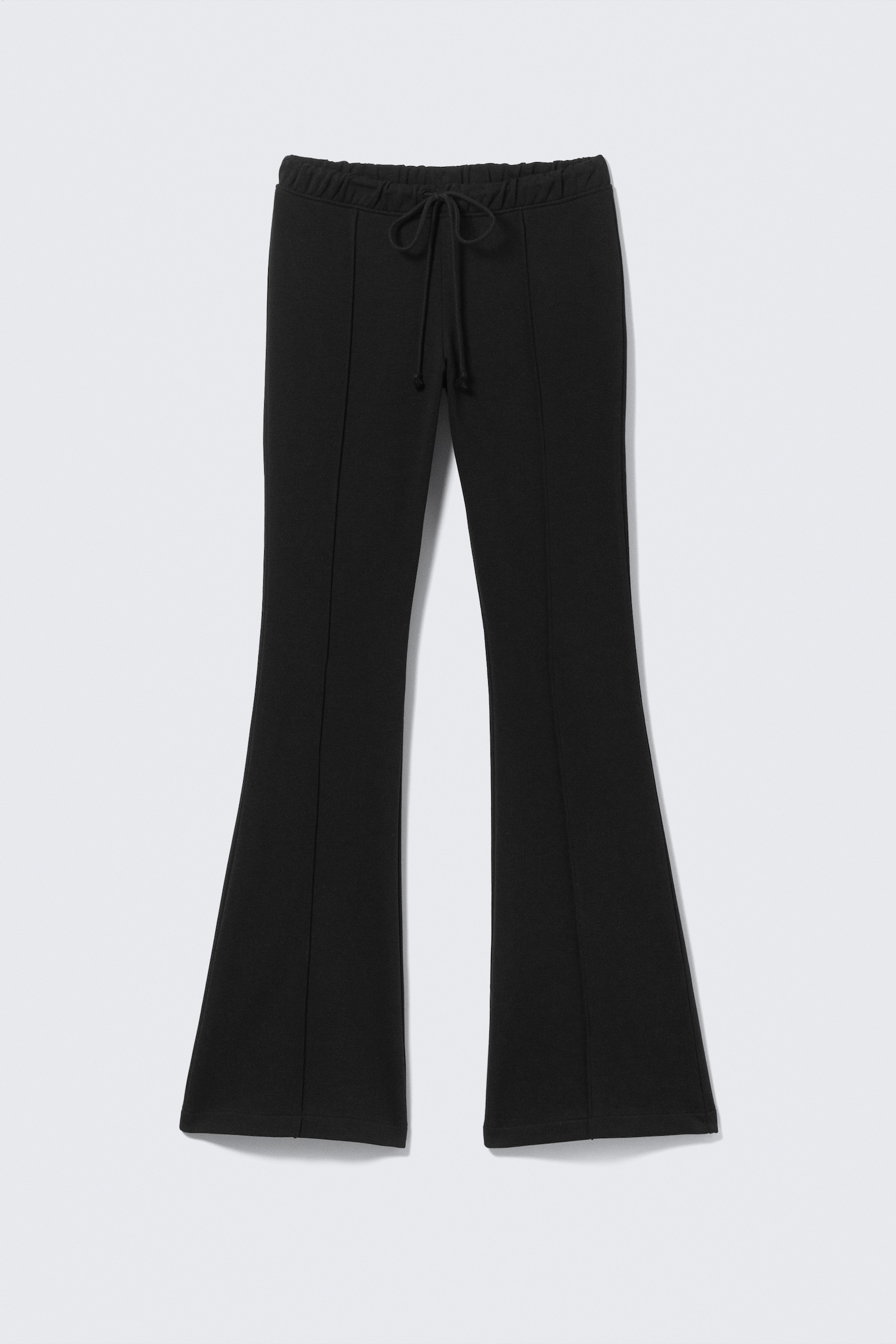 Mid Rise Pintuck Flared Sweatpants - Black/Light Beige - 2