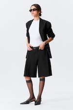 Black - Low Rise Linen-Blend Suiting Shorts - 2