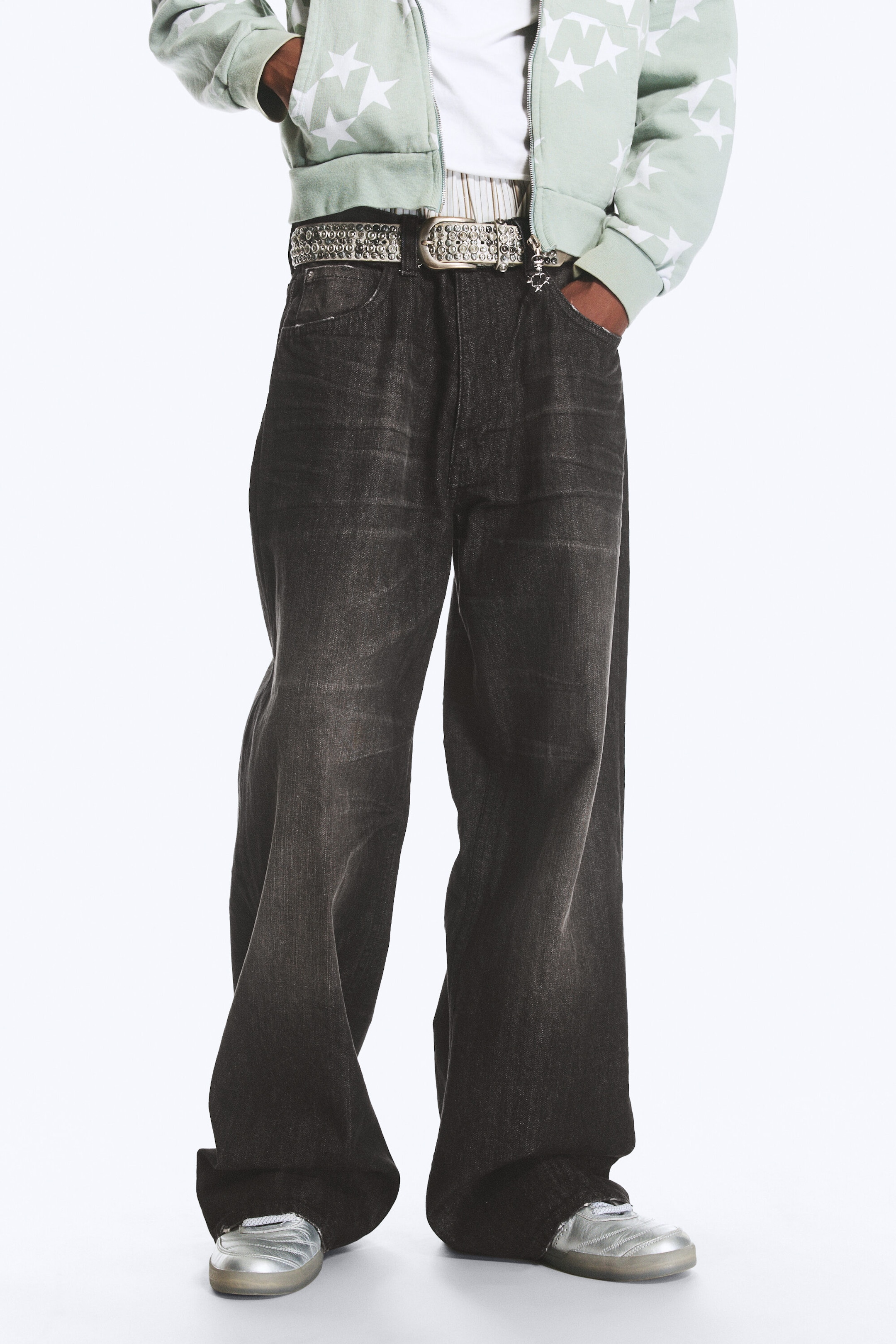 Chafe black - Looser jeans met normale taille en wijde pijpen - 2