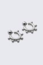Silberfarben - Hoop-Ohrringe mit Piercing-Perlen - 2