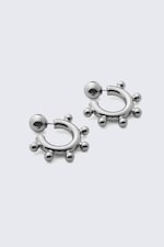 Silver - Pierced Bead Hoop Earrings - 0