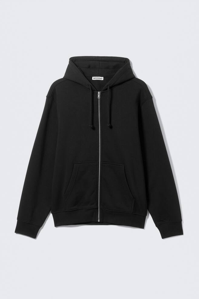 Klassischer Zip-Hoodie - Schwarz/Hellgrau meliert - 1