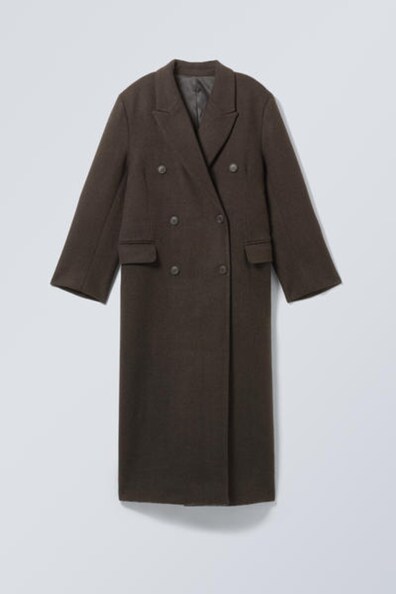 Hooded Double Faced Wrap Coat - Lt Brown Melange main image 0