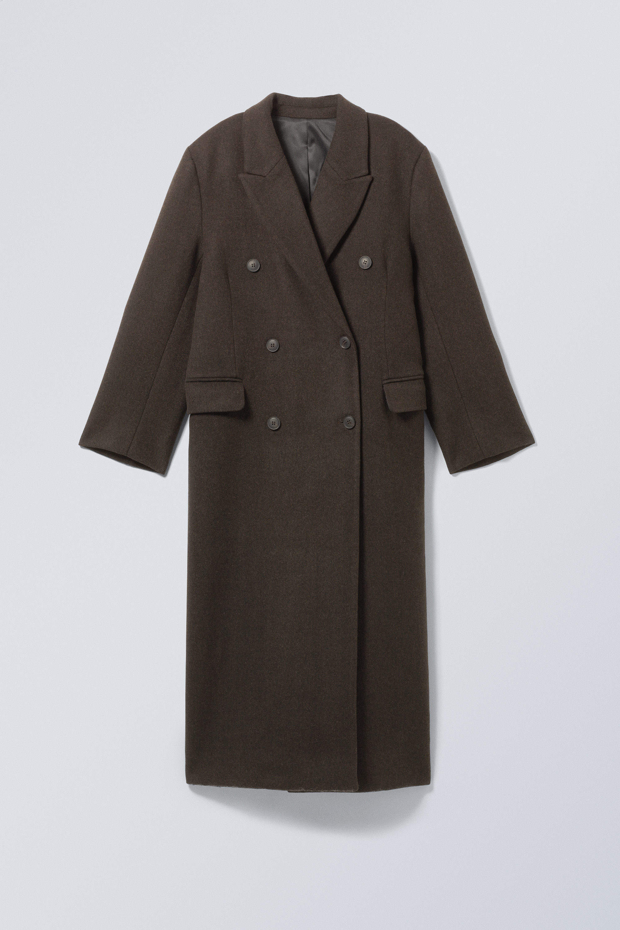 logan double-breasted wool-blend coat - Dark Brown | Weekday WW