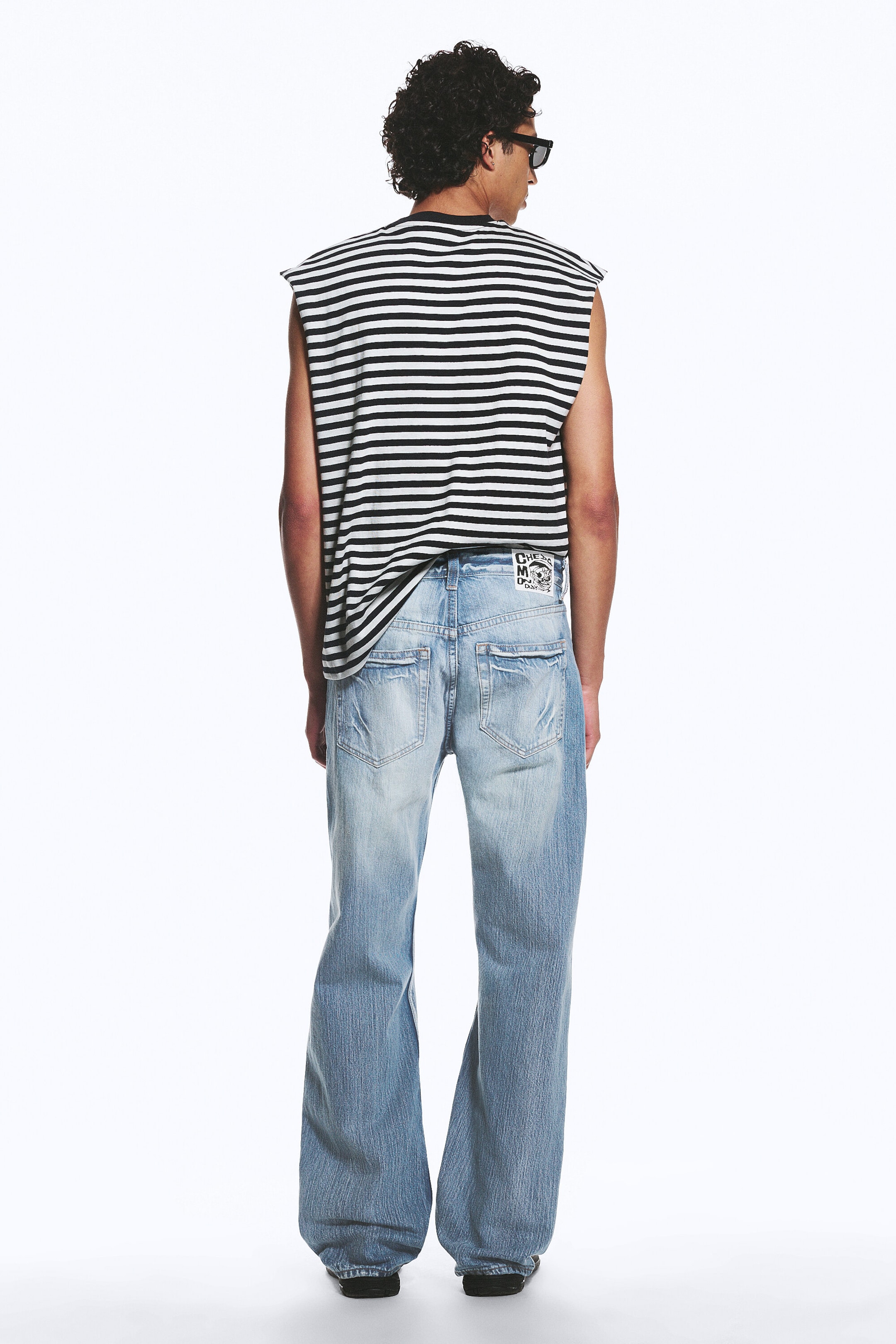 Blue Moon - Bleu clair - Jean droit standard taille basse unisexe Anti - 8