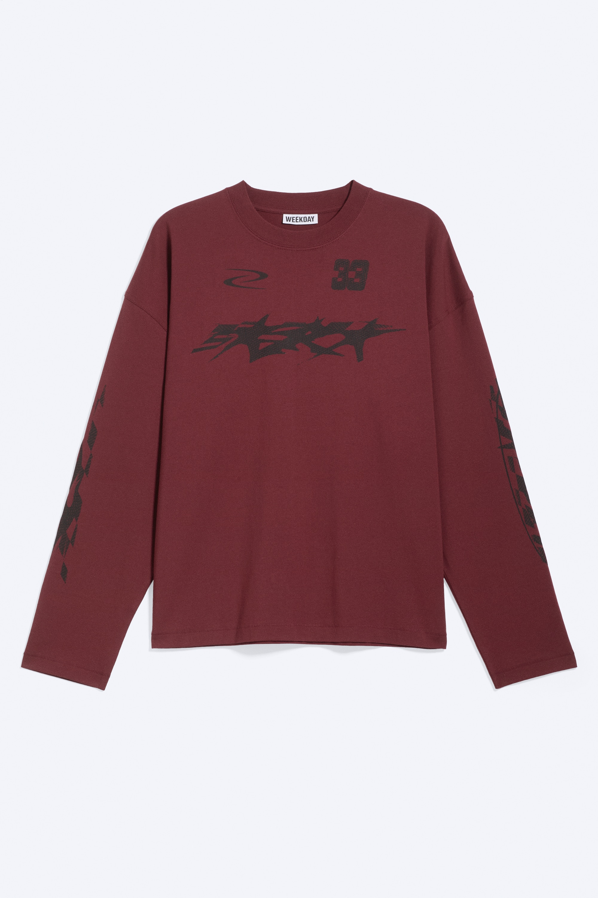 T-shirt graphique oversize manches longues - Rouge foncé - Racer/Blanc - Racer