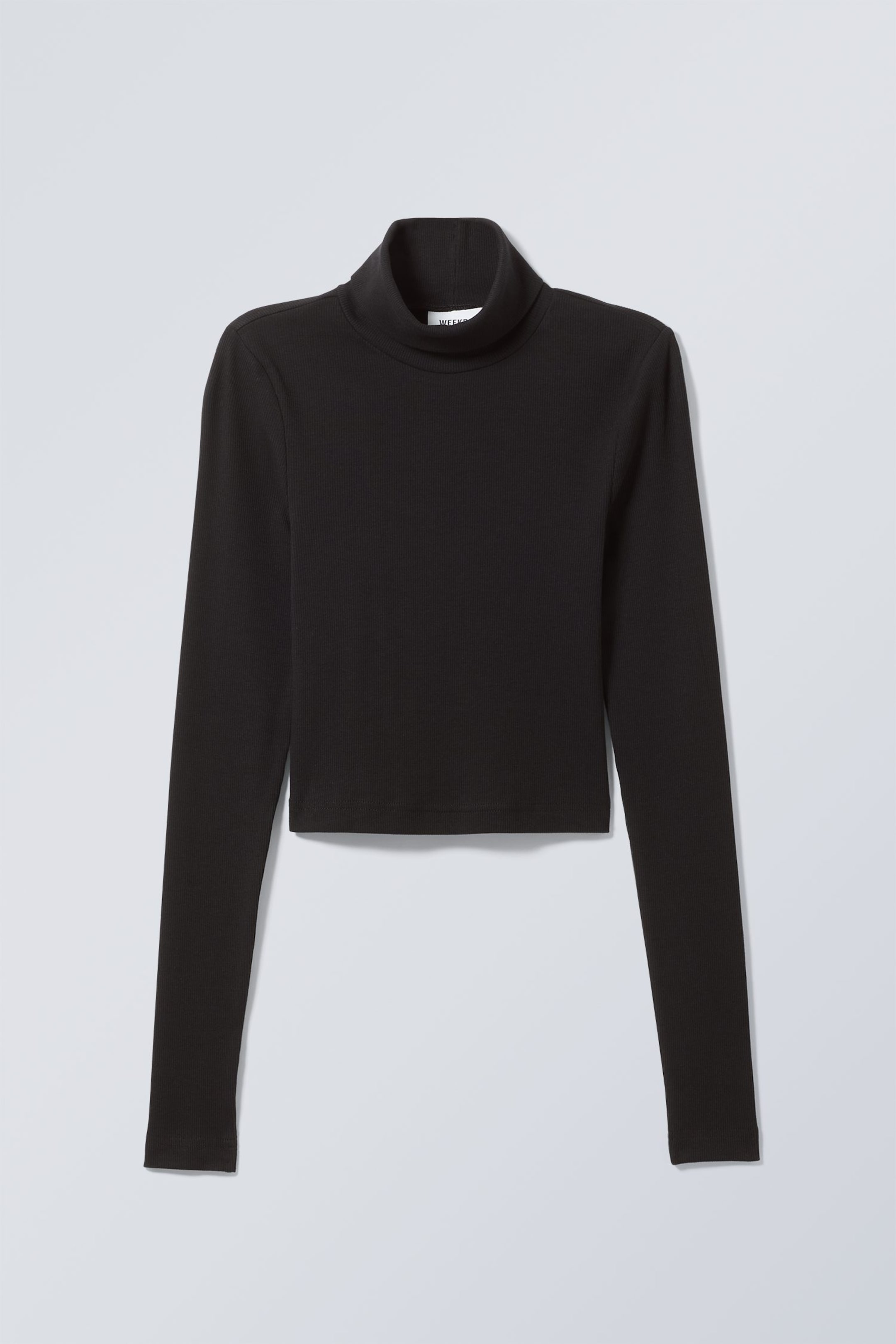 Schwarz - Kurzes, geripptes Rollkragentop Verena - 1