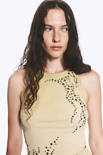 Washed Dusty Beige - Studded tank top - 0
