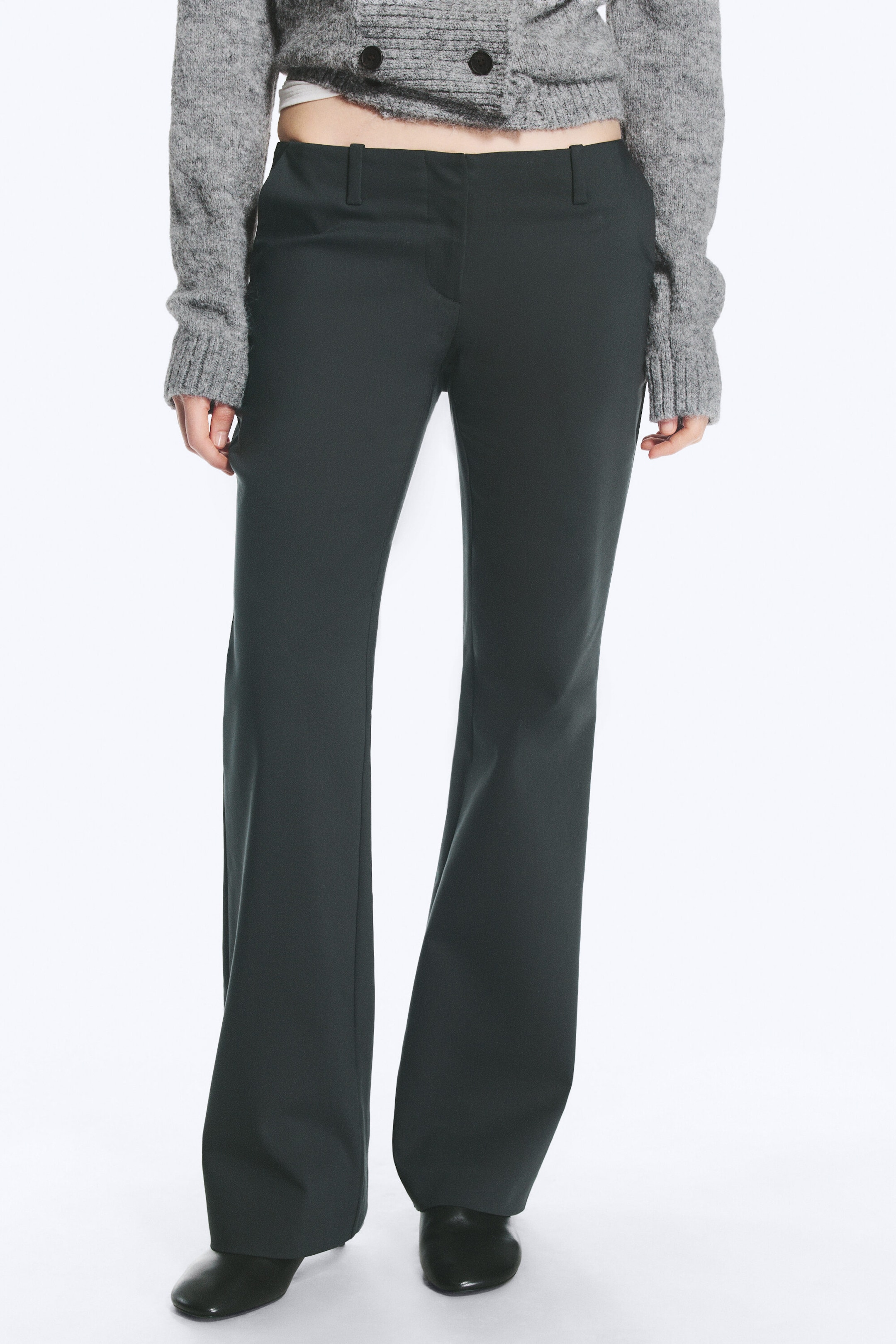 Dark Grey - Low waist Bootcut suiting trousers - 2
