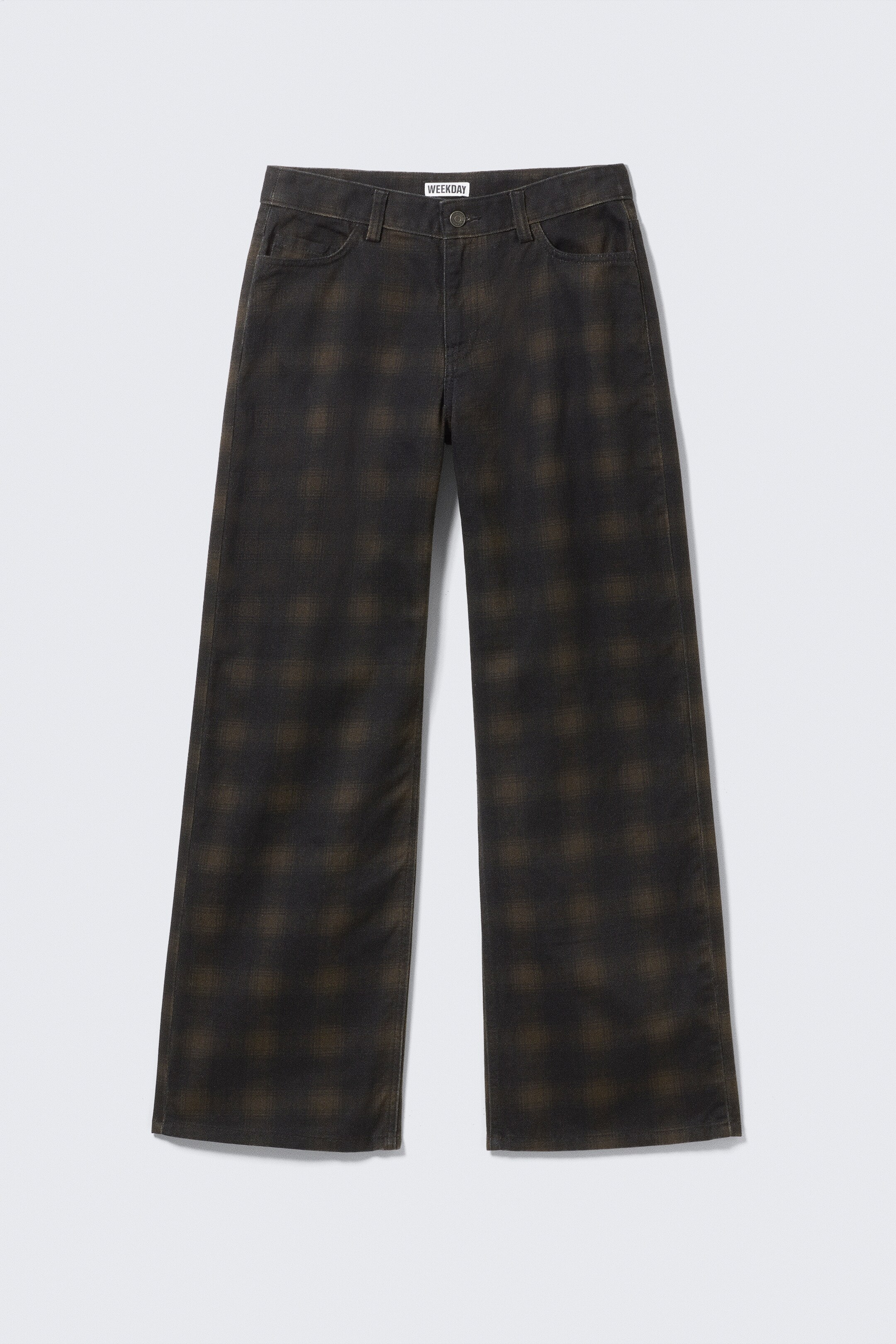 Zobacz większy obraz: Spodnie z diagonalu w kratę Low Rise Straight Leg - Dark Brown Haze - ONA | H&M PL 5