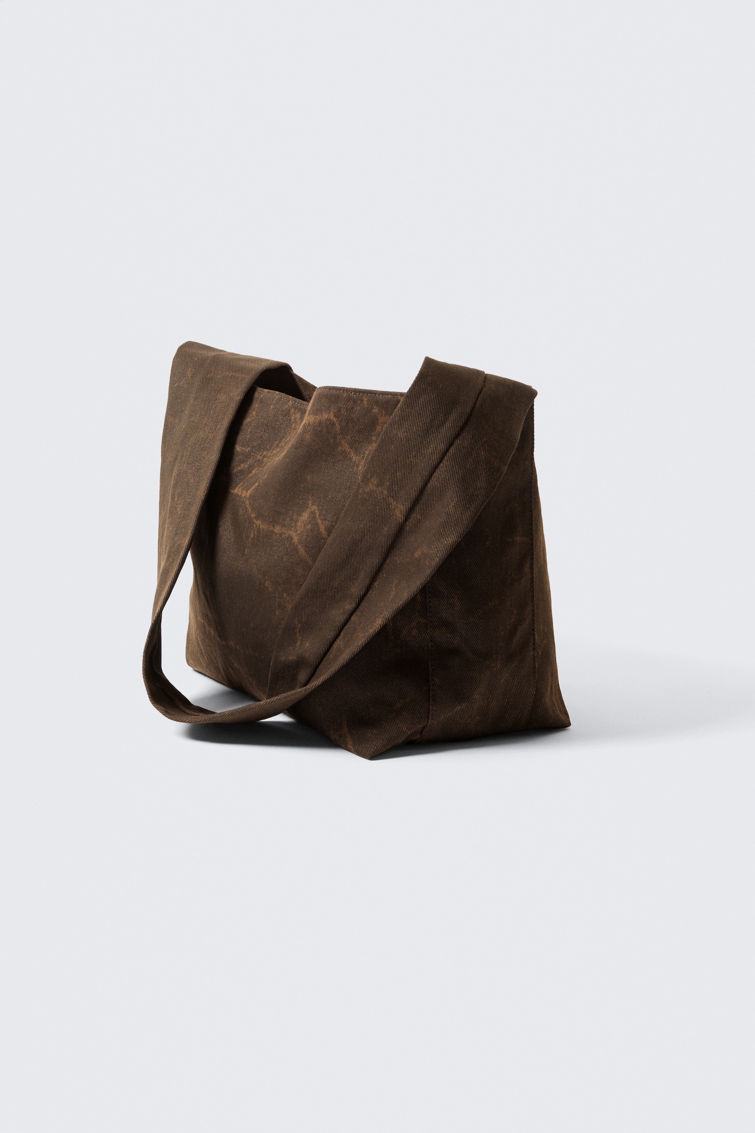 Bolso de hombro de lona suave - Marrón oscuro/Beige claro