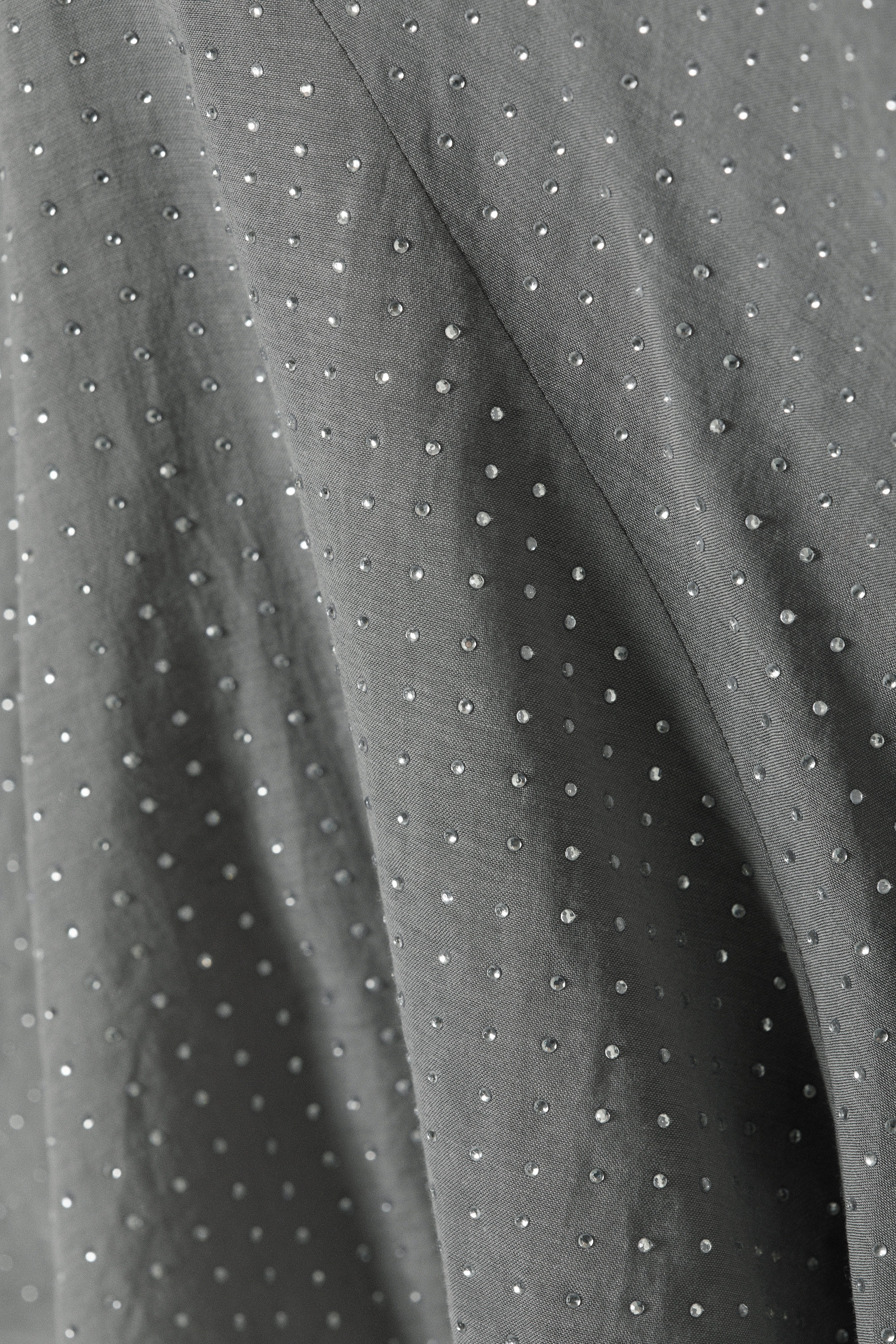 Grey - Rhinestones - Asymmetric Sequin Mini Skirt - 5