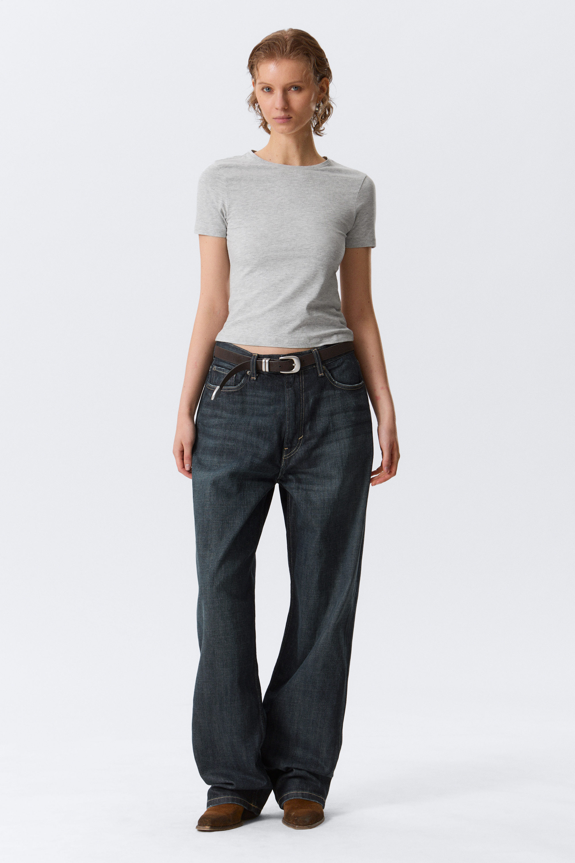 Deep Ocean Blue - Dunkelblau - Galaxy Mid Waist Loose Straight Leg Jeans - 2