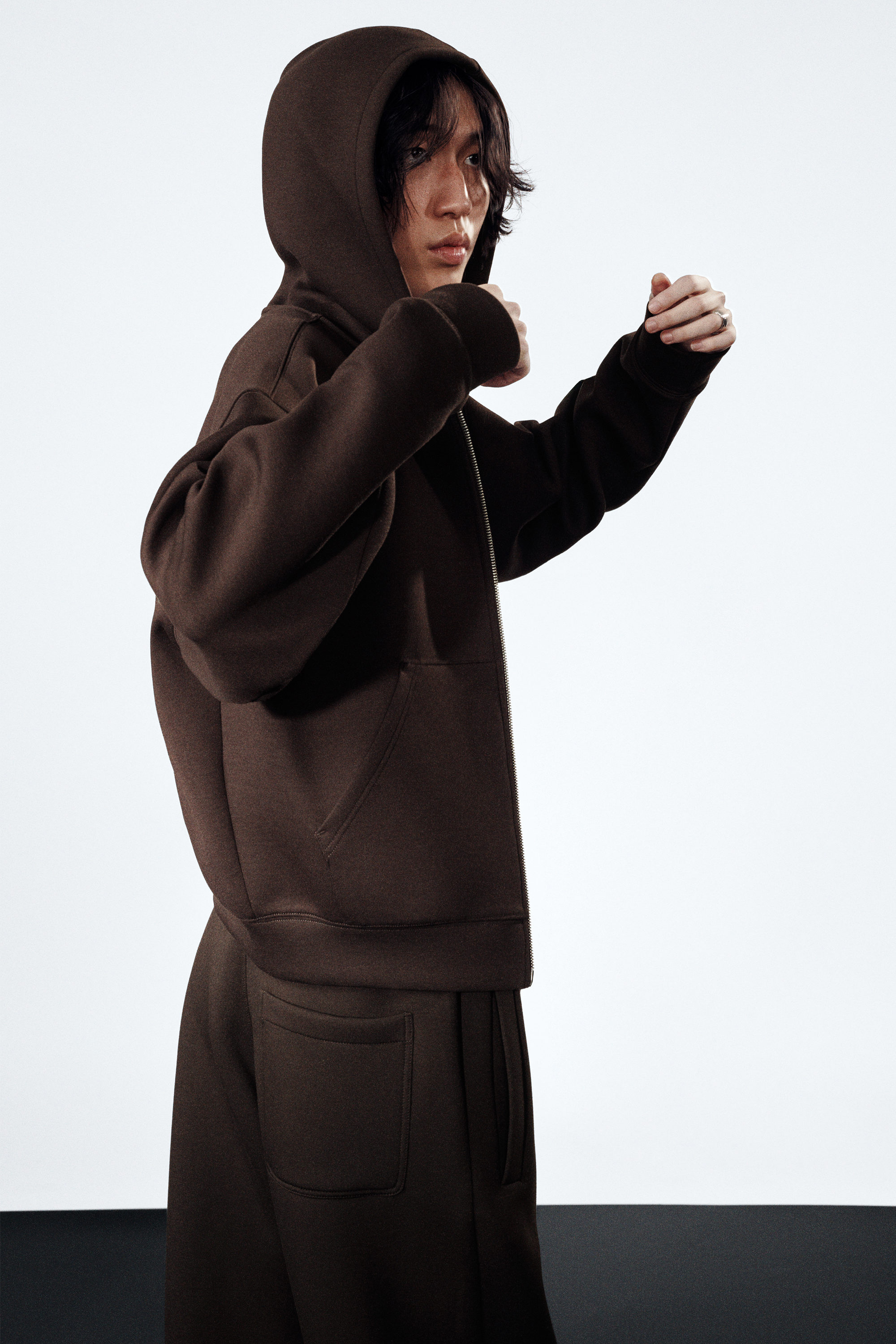 Dark Brown - Simon Scuba Zip Hoodie - 5