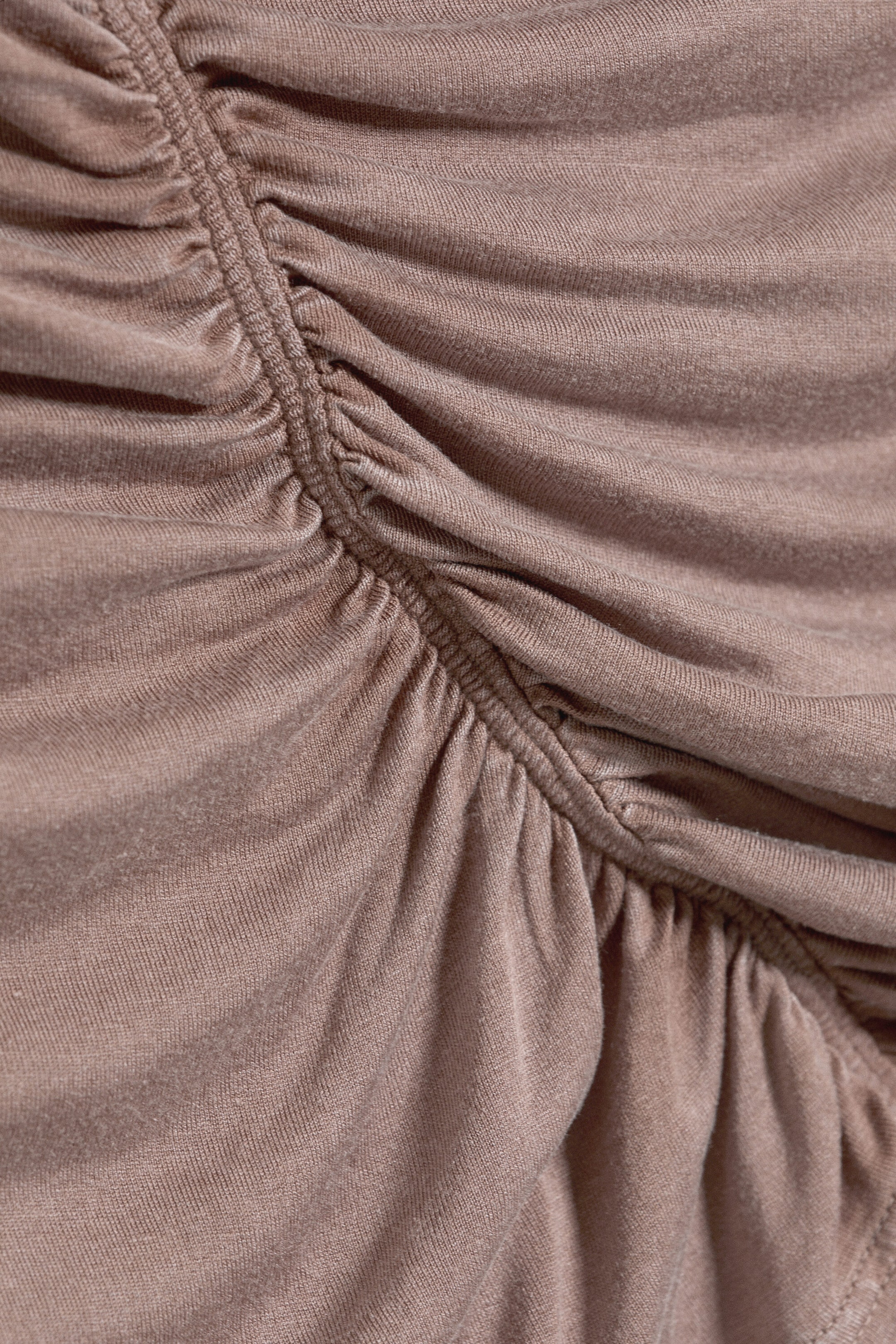 Washed Brown - Ruched Halter Jersey Top - 5