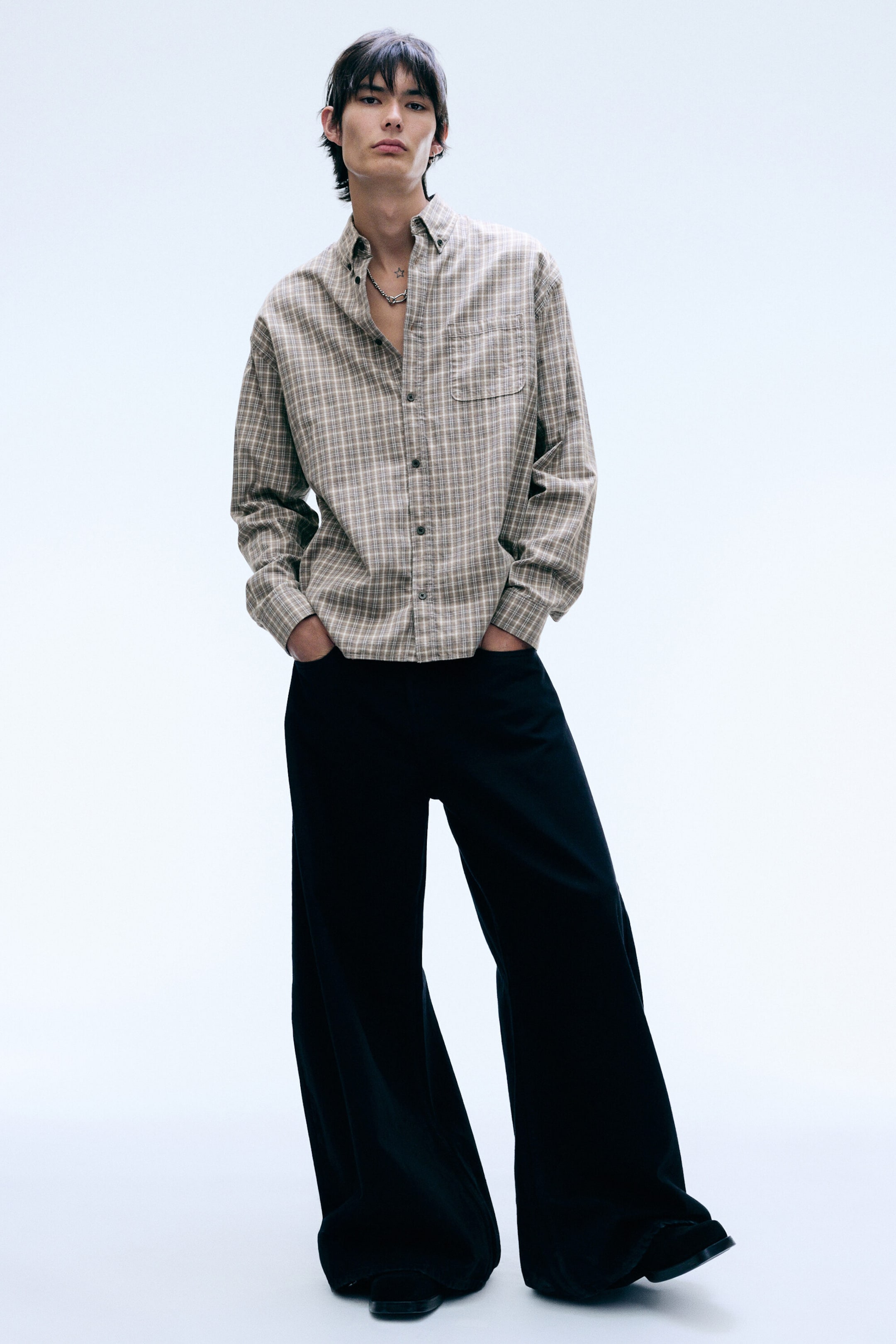 Checked Washed Mole - Long-sleeved flannel buttoned shirt - 4