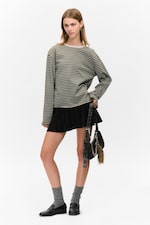 Striped Khaki - Boxy Sleeve T-Shirt - 1