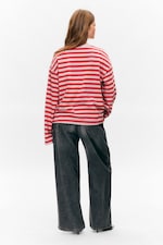 Red & Pink Stripes - Long-Sleeved Cotton T-shirt - 2