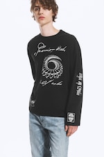 Noir - Spirale - T-shirt graphique oversize manches longues - 0