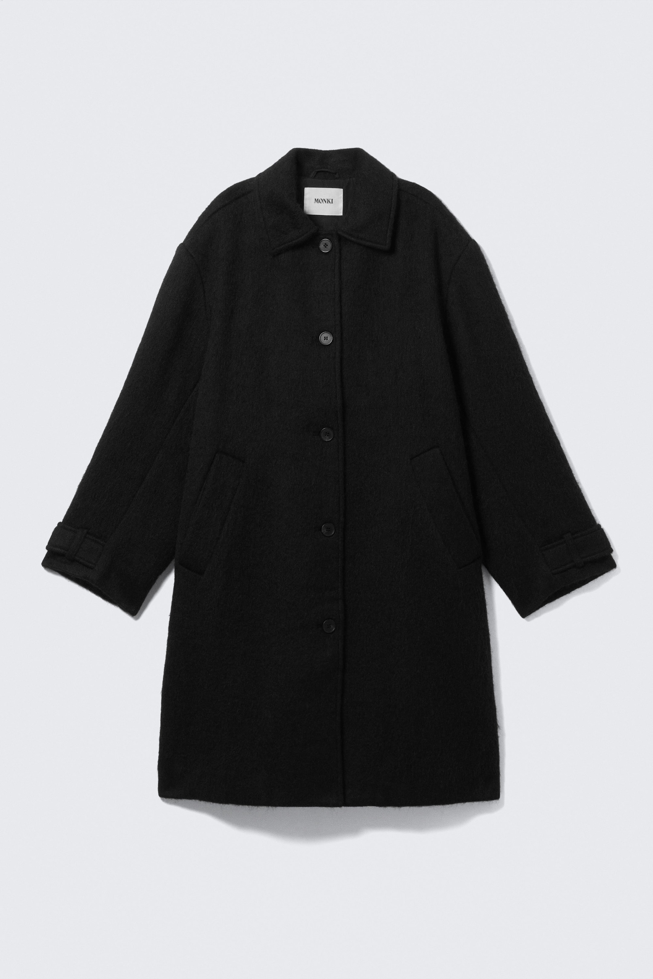 Black - Knee-Length Single-Breasted Coat - 4