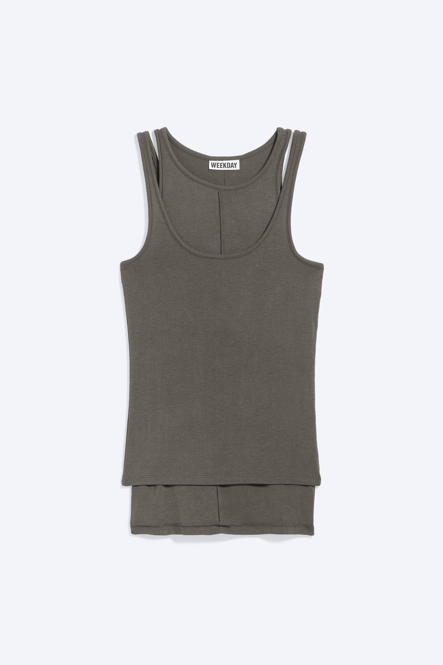 Formet tanktopp i dobbel jersey - Mørk mole/Lys beige - 1