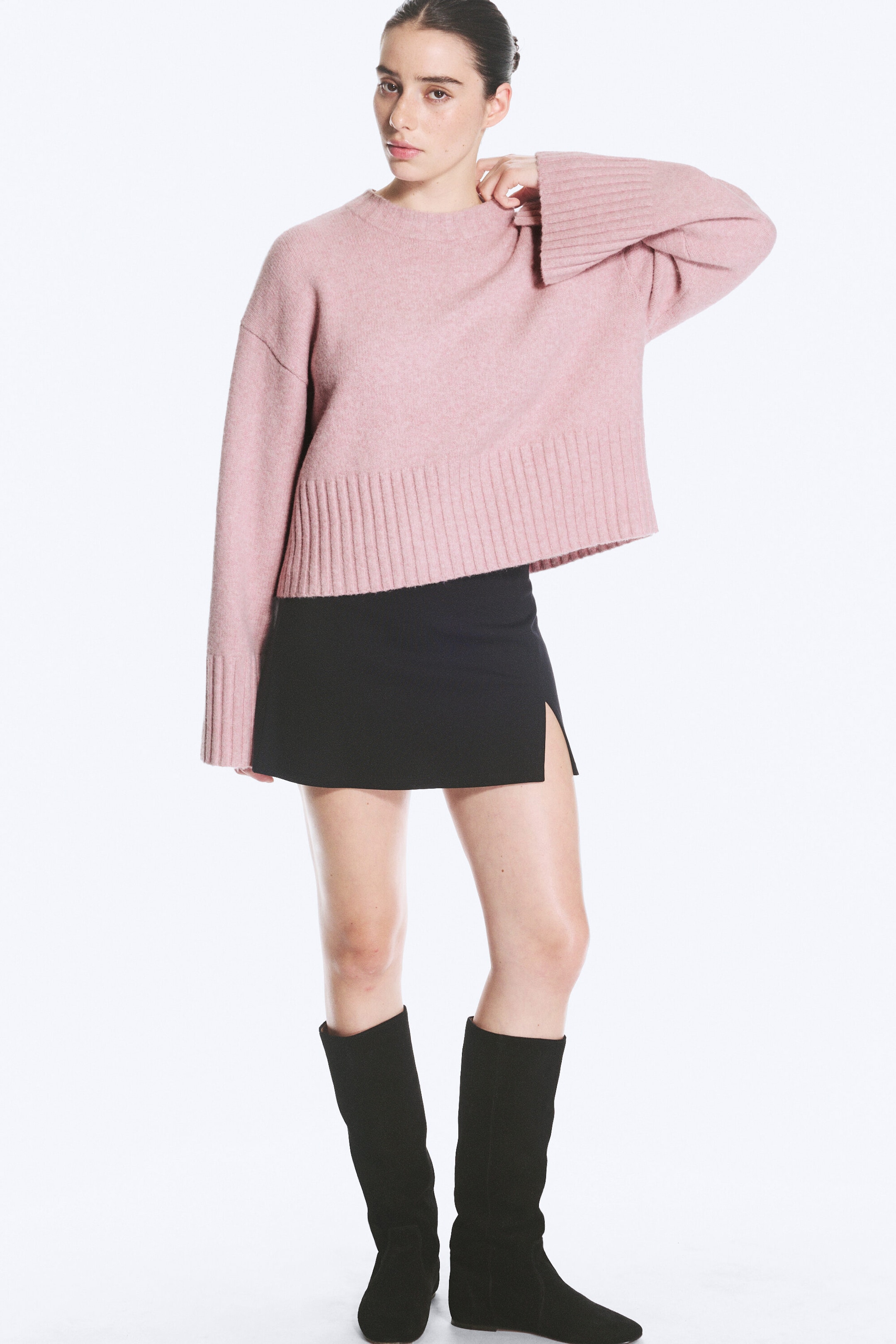 Light Dusty Pink - Knitted Oversized Sweater - 1